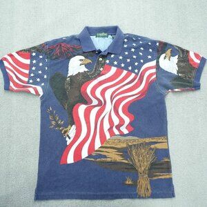Linksport by Austad's Men's American Theme Short Sleeve Cotton Polo Shirt Size L